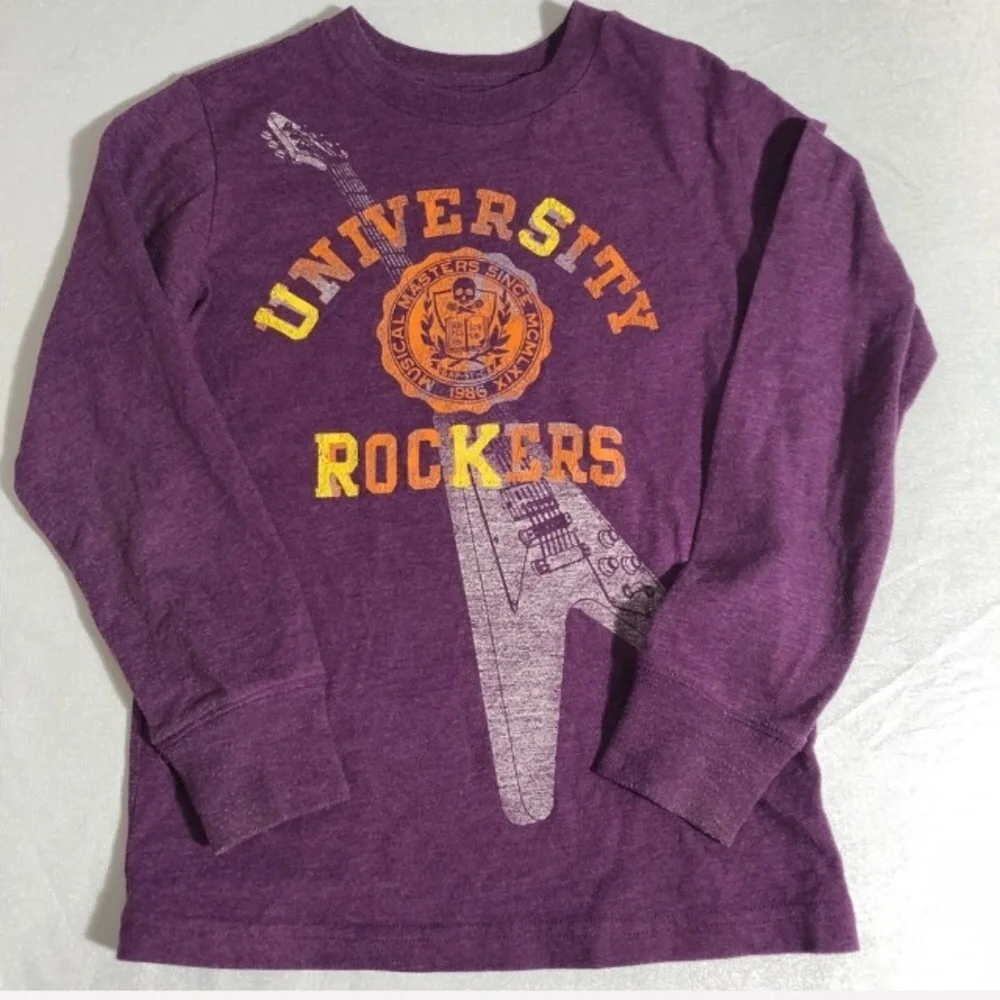 Gap TWO long sleeve musical graphic t-shirts purple and blue S=6-7